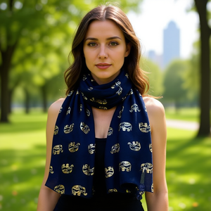 Sciarpa Lunga in Cotone TR con Stampa Elefante in Lamina d'Oro 70x180cm FULARES - Product Image 2