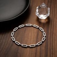 Bracelet en argent sterling 925 perlé tendance pour femme avec zircon cubique éclatant haut de gamme