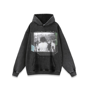 American-Style Street Heavy-Duty Distressed Cotton <b>Printed</b> Winter 400g+ Hoodie Men's Women's Loose Drop-Shoulder Pullover - Product Image 4