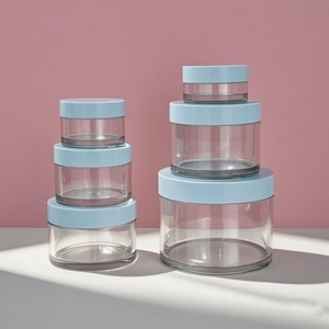 Transparent Stock Thick Wall Cosmetic Cream Jar 100g 200g 500g Transparent Pet Injection Plastic with White Cover Lid - Product Image 2