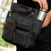 Grand sac de messager en toile de 15.6 pouces pour hommes, organisateur d'affaires décontracté, porte-documents à bandoulière marine/noir, fermeture à glissière, doublure en polyester