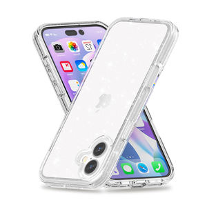 Funda de teléfono con purpurina acrílica ostentosa de lujo para iPhone 16 15 Pro Max 14-Clear a prueba de golpes TPU PC Cover Girly New Release - Product Image 4