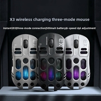 Souris sans fil X3, trois modes, filaire, pour jeux, capteur PixArt 3570, design ergonomique, rétroéclairage RGB, design ajouré