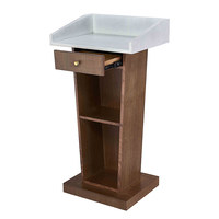 Moderno blanco + madera duradero MDF púlpito y soporte de podio con cajón para iglesia o escuela sin micrófono