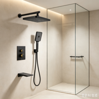 Robinet de douche pour baignoire monotrou en laiton, design moderne, avec cartouche céramique nickelée, anti-goutte et anti-fuite, pour salle de bain/hôtel/chambre