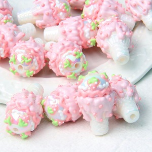 <span class=keywords><strong>Perles</strong></span> en acrylique en forme de cœur, peintes à la main, style crème glacée, pour la création de chaînes de téléphone, de pendentifs de voiture et de sacs, accessoires DIY - Product Image 2