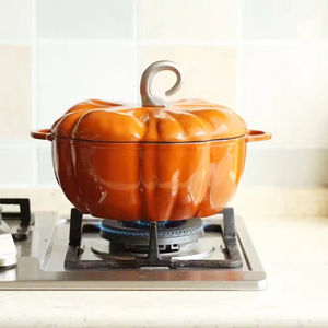 Cocotte en fonte en forme de citrouille - Marmite hollandaise avec couvercle, antiadhésive, pour ragoûts et soupes, pour 3 à 5 personnes, décoration pour Halloween et Thanksgiving, cadeau - Product Image 3