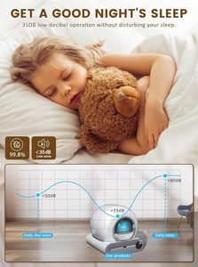 Robot de actualización 2025, caja de arena de autolimpieza automática, <span class=keywords><strong>Extra</strong></span> grande, 65L, 9L para múltiples gatos, características de esterilización de iones negativos - Product Image 6