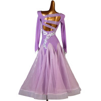 Nouvelle robe de danse de salon moderne avec strass, jupe ample, costume de performance pour concours de danse sociale standard