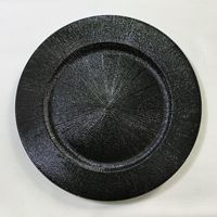 Assiette de présentation noire de 13 pouces pour mariage, événement, Noël – Assiette de table ronde incassable en plastique pour dîner et décoration de table de mariage