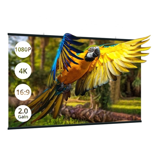 Hotack Home Theater Projector Screen Wall Mounted 16:9 72 80 Inch PVC Material Projector Screen