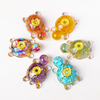 Figurine de tortue en résine cristalline ZJJR, ornement Feng Shui, tortue porte-bonheur, pierre naturelle, paillettes dorées, décoration pour tableau de bord de voiture, maison, bureau