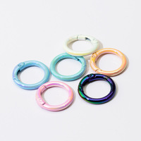 Anneau ouvert rond électroplaqué couleur UV 20mm/25mm avec fermoir à ressort, connecteur de porte-clés DIY, accessoires de bijouterie et artisanat
