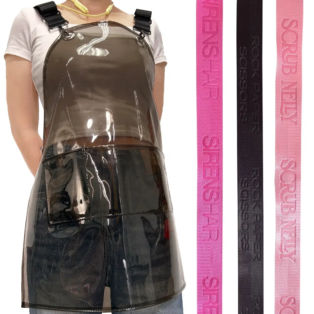 Hot sell tpu transparent bulk barbershop hairstylist nail manicure craft coffee shop Utility black red pvc sexy girl aprons