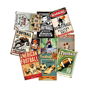 Panneau métallique personnalisé en gros, imprimé UV coloré, pour décoration murale <span class=keywords><strong>de</strong></span> Man Cave, Club et Salle <span class=keywords><strong>de</strong></span> Sport, avec illustrations sportives, style affiche vintage en étain - Product Image 1