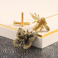 Poignée de porte papillon créative en laiton, poignées de meuble de style nordique et américain, crochets muraux insectes pour armoire