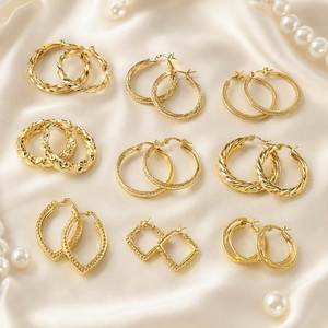 Jewelry Fashion Elegant Simple 14k Gold <b>Earring</b> Womens Luxury Crystal CZ Hoop <b>Earring</b> - Product Image 4