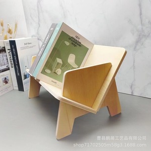 Étagère de bureau en bois massif en forme de V, support de rangement créatif pour organiser le bureau - Product Image 1