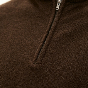 Pull en cachemire et <span class=keywords><strong>laine</strong></span> mélangée pour homme, style Old Money, col en V, fermeture éclair 1/4, tricoté, pour l'automne, streetwear - Product Image 3