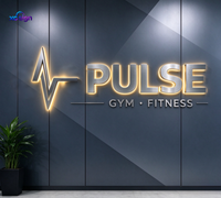 Enseigne personnalisée en acier inoxydable avec logo rétroéclairé LED 3D, transformateur inclus, pour bureaux, mariages, maisons, centres commerciaux, salons de beauté, hôtels, spas, commerces et bâtiments