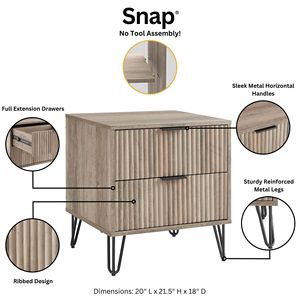 Rustic Gray Nightstand with Two <b>Drawers</b> Modern Wood Design Bedroom <b>Storage</b> Cabinet - Product Image 4