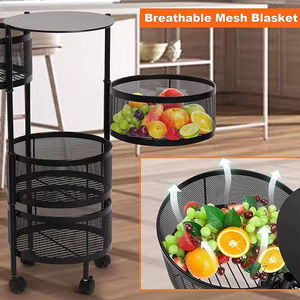Chariots utilitaires à 5 niveaux en gros d'usine, chariot <span class=keywords><strong>de</strong></span> rangement <span class=keywords><strong>de</strong></span> cuisine rotatif à roulettes, organisateur métallique pour garde-manger, pour la maison et la restauration - Product Image 2