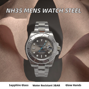 Reloj de cuarzo para hombre, cristal de zafiro, caja de acero inoxidable, gris, analógico, verde, manecillas luminiscentes, cronógrafo, resistente al agua 3BAR - Product Image 2