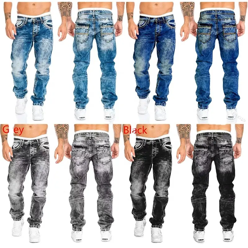 Kot pantolon erkekler toptan özel Hommes Pantalon De Jean gevşek konik moda yüksek kalite