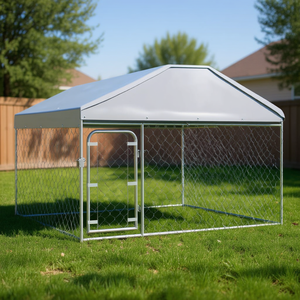 Chenil extérieur pour chien 78,7x78,7x53,1 pouces en métal avec toit pour grands chiens, utilisable toute l'année - Product Image 2