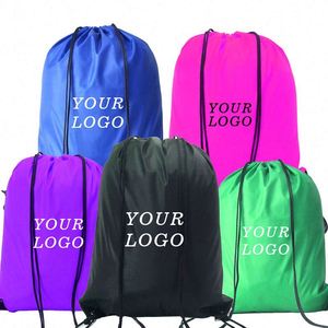 Wholesale Polyester <b>Backpacks</b> Draw String Bag Custom Logo Waterproof Nylon Drawstring Bags With Sports Drawstring Bag - Product Image 5