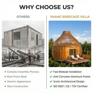 Cabane préfabriquée de luxe <span class=keywords><strong>en</strong></span> acier chinois, étanche, de forme circulaire, type petite <span class=keywords><strong>maison</strong></span> ou cage à oiseaux, <span class=keywords><strong>clé</strong></span> <span class=keywords><strong>en</strong></span> <span class=keywords><strong>main</strong></span> et personnalisable, pour complexe touristique et hôtel boutique - Product Image 3