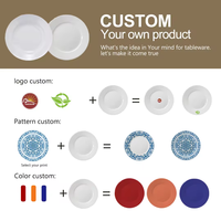 Platos de Cerámica Modernos Redondos con Borde Dorado Blanco, Personalizados con Logotipo, Venta al por Mayor de Fábrica, para Servir Filetes y Pizza en Restaurantes