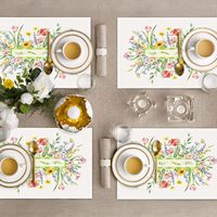 Ensemble de 4 sets de table floraux de printemps, 12x18 pouces, motifs fleurs et feuilles saisonniers, pour table à manger, intérieur, extérieur, hôtel, décoration de fête