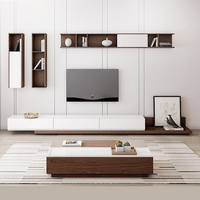 Ensemble meuble TV et table basse minimaliste moderne avec rangement, meubles de salon de luxe pour appartement et villa