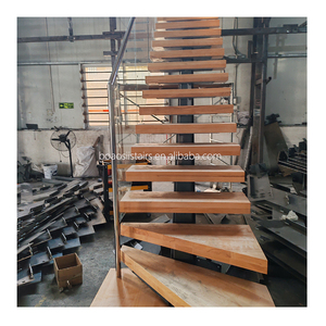 <span class=keywords><strong>Escaleras</strong></span> <span class=keywords><strong>de</strong></span> <span class=keywords><strong>madera</strong></span> maciza con recubrimiento en polvo <span class=keywords><strong>para</strong></span> <span class=keywords><strong>interiores</strong></span> <span class=keywords><strong>de</strong></span> <span class=keywords><strong>diseño</strong></span> moderno con barandilla negra, escalera <span class=keywords><strong>de</strong></span> barandilla <span class=keywords><strong>de</strong></span> vidrio <span class=keywords><strong>para</strong></span> uso en apartamentos - Product Image 3