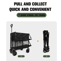 Chariot de courses et de camping pliable en acier inoxydable noir standard, capacité 200L, quatre roues, étanche, OEM, pour jardin