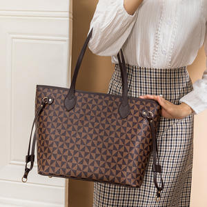 Fashion New Windmill Pattern PVC Bucket Tote <b>Bag</b> with Double Root Strap and Zipper Closure Two-Piece <b>Set</b> for Women - Product Image 3