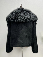 Manteau court en fausse fourrure tendance pour l'hiver, veste en fourrure synthétique luxueuse et moelleuse pour femmes avec grand col