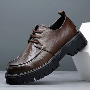 Men's Genuine Leather Casual <b>Shoes</b> British Business Style Large Size Slip-On Spring Breathable Thick-<b>Soled</b> Rubber Outsole Back - Product Image 6