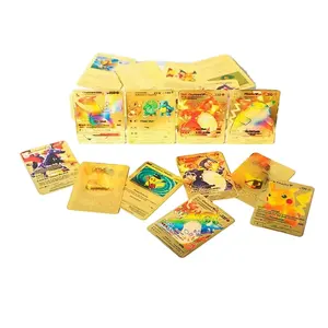 100 تصميم من النقاط البوكيمون معدنية Tcg لون ذهبي لعبة بطاقات التداول البوكيمون بطاقات تشاريزارد GX