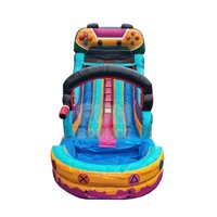 Tobogán Acuático Inflable de 15 pies con Doble Carril para Gamers, Material de PVC Portátil para Uso Comercial