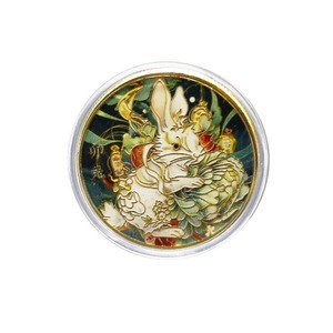Medalla Colorida del Zodiaco Chino 2025, <span class=keywords><strong>Moneda</strong></span> Conmemorativa del <span class=keywords><strong>Conejo</strong></span> Chapada en Oro, Regalo de la Suerte - Product Image 4