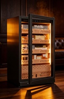 Humidor à cigares en acier inoxydable sur mesure avec étagères en bois de cèdre espagnol, fabricant d'armoires à cigares à contrôle d'humidité précis