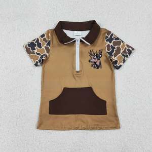 <span class=keywords><strong>Polo</strong></span> pour garçons RTS, bateau de pêche, camouflage gris-<span class=keywords><strong>bleu</strong></span>, fermeture éclair, manches courtes, t-shirt pour enfants - Product Image 2