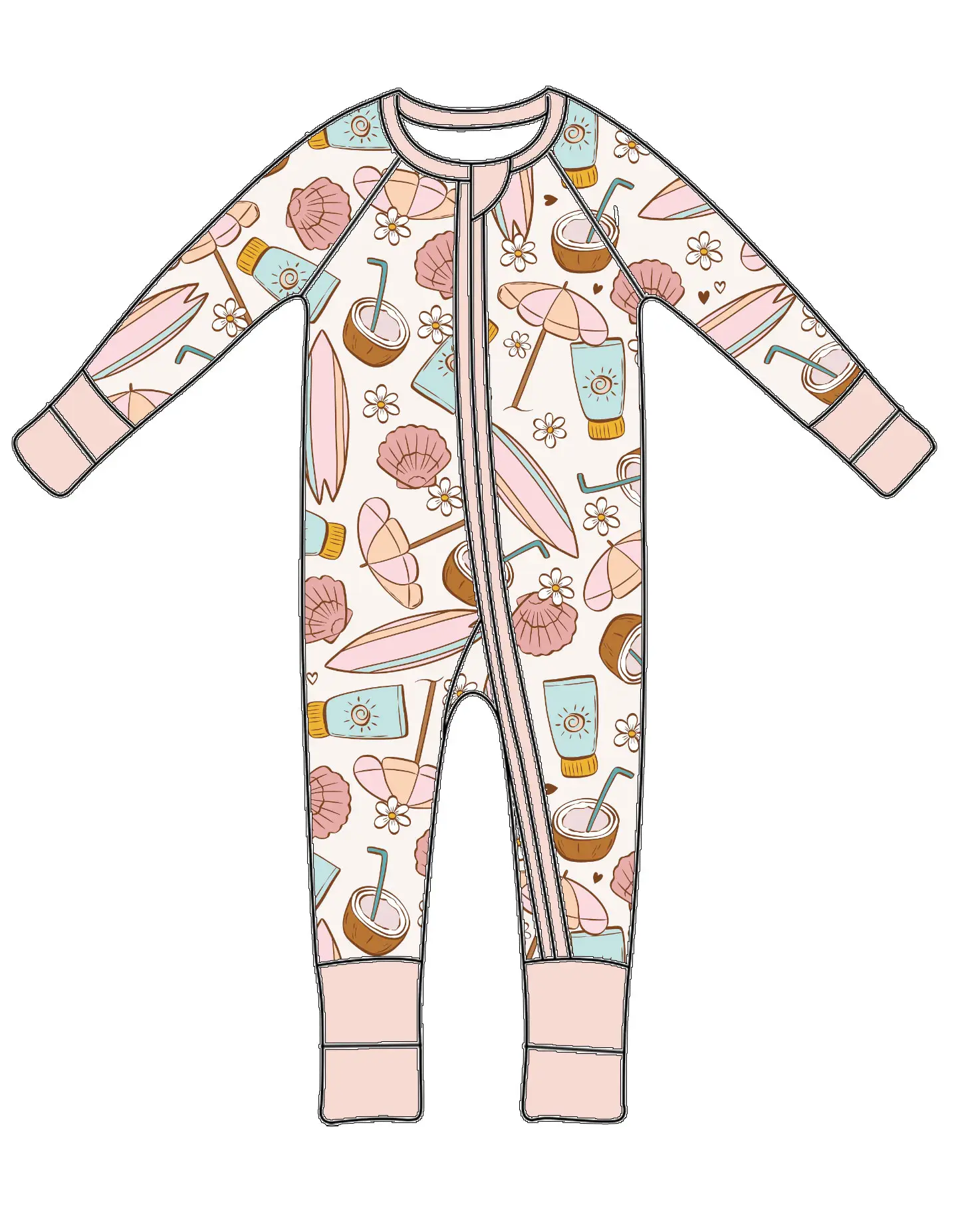 Qingli yeni yaz özel bebek bambu Romper katlanmış eller ayaklar çocuk erkek kız fermuar Romper pijama