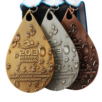 Médaille de natation personnalisée en métal doré, faible MOQ, en alliage de zinc moulé sous pression 3D, vente en gros, trophée de compétition, souvenir, médaille de natation sur mesure