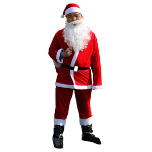ชุดซานตาคลอสผู้ชายกำมะหยี่สีแดงพร้อมเคราสีขาวและหมวกสำหรับชุดมาสคอตปาร์ตี้คริสต์มาส - Product Image 5