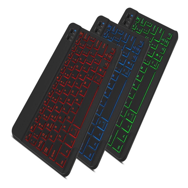 RGB BT Keyboard Russian Spanish Wireless Keyboard Rubber Keycaps Rechargeable RGB Keyboards for ipad Phone Laptop
