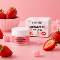 Gommage et baume pour les lèvres rose fraise OEM ODM, soin des lèvres hydratant naturel végétalien, exfoliant au sucre, gommage pour les lèvres, marque privée