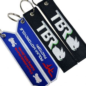 Promotional Gifts <b>Custom</b> Cheap Jet Fabric <b>Key</b> Tag Embroidery Car Keychains Woven Keychain - Product Image 3